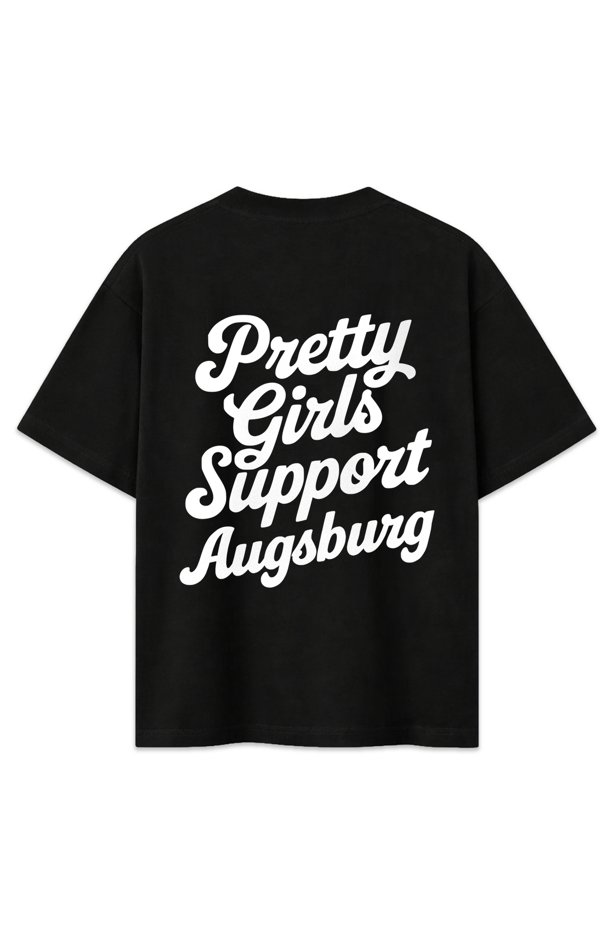 Augsburg Pretty Girls Oversized Shirt Schwarz, Rückenansicht mit Backprint