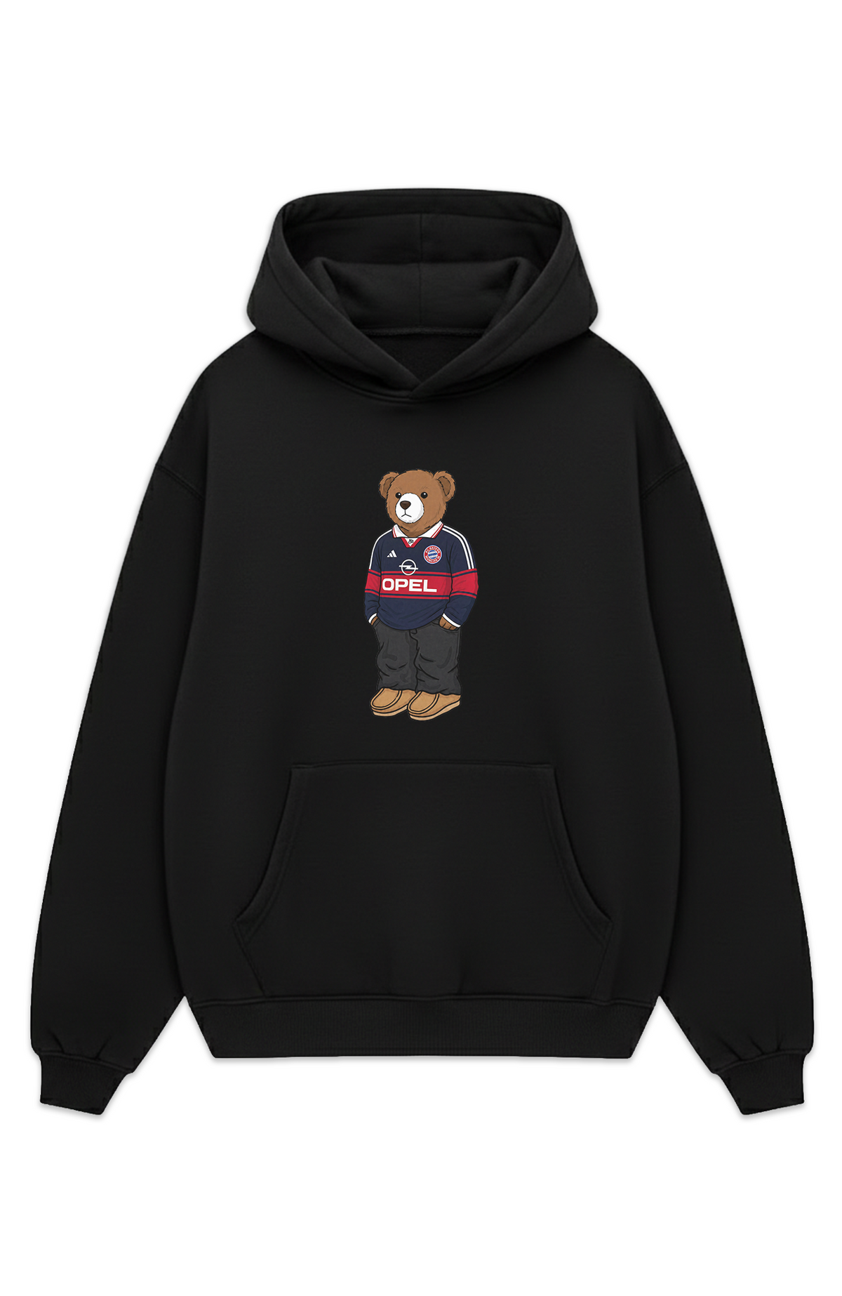 Bayern Bär Retro Blau-Rot Oversized Hoodie