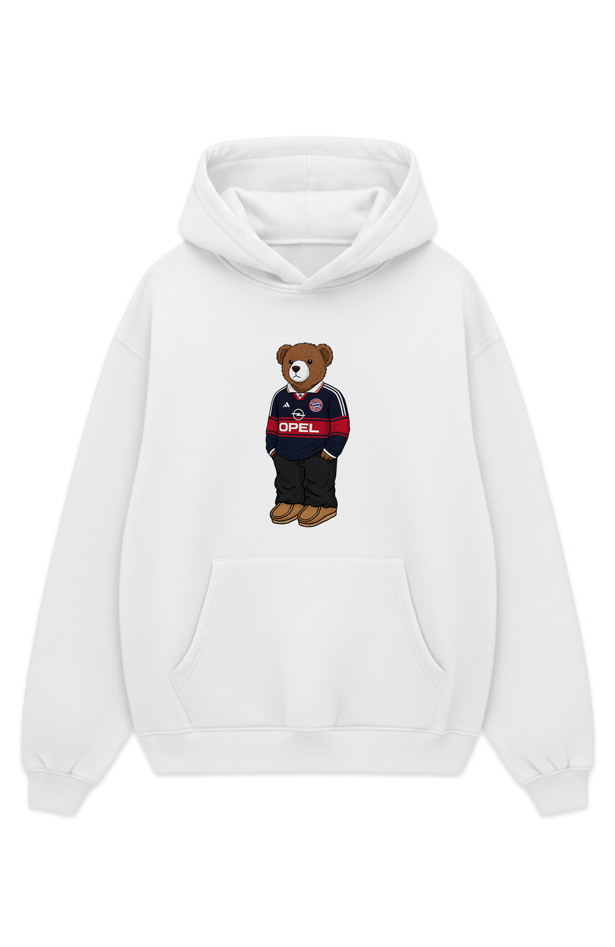 Bayern Bär Retro Blau-Rot Oversized Hoodie