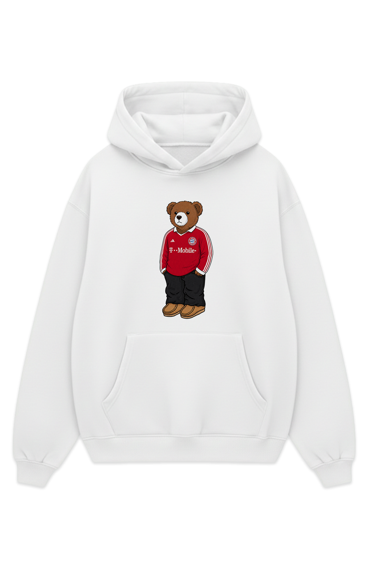 Bayern Bär Retro Rot Oversized Hoodie