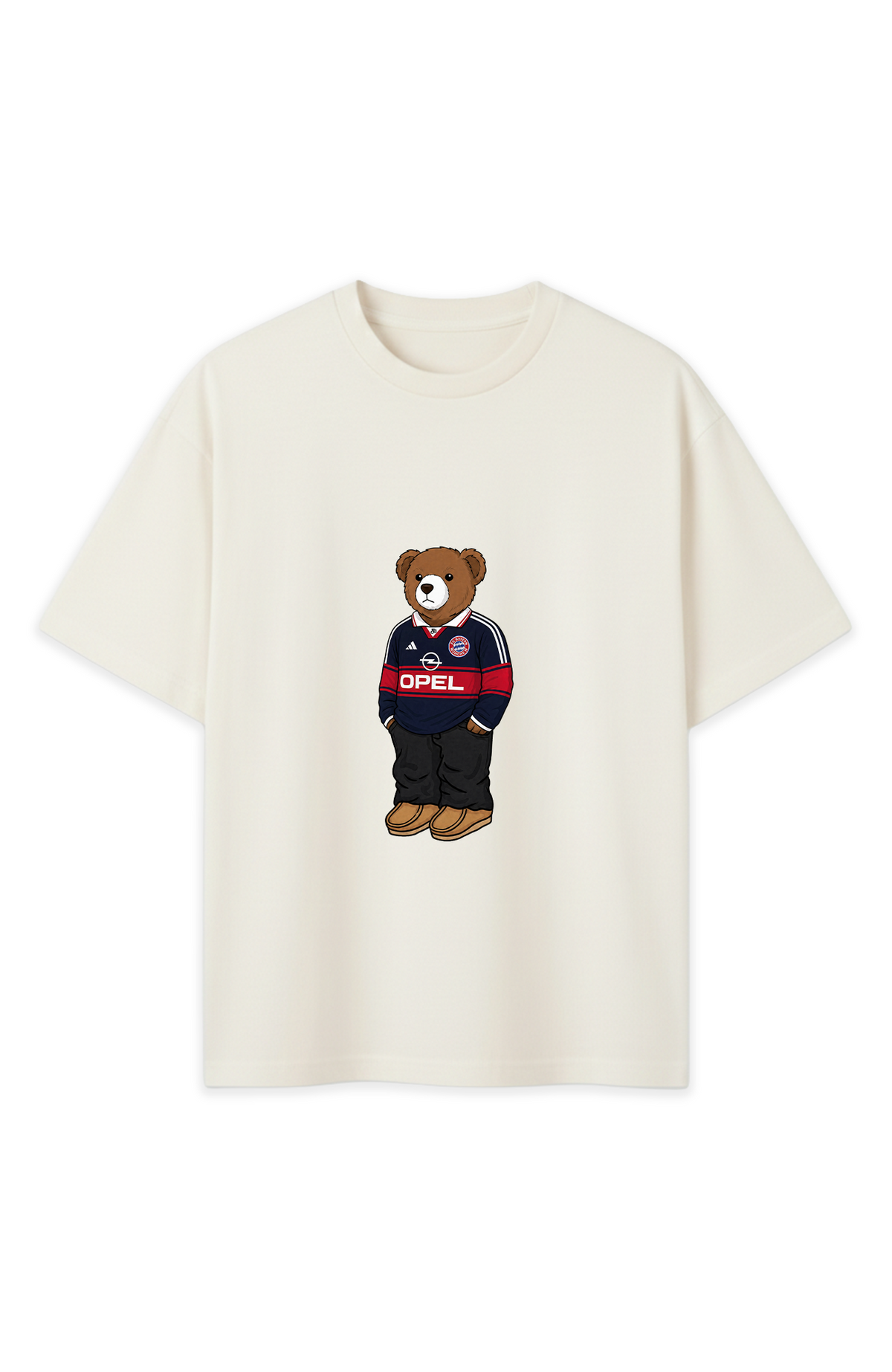Bayern Bär Retro Blau-Rot Oversized Shirt