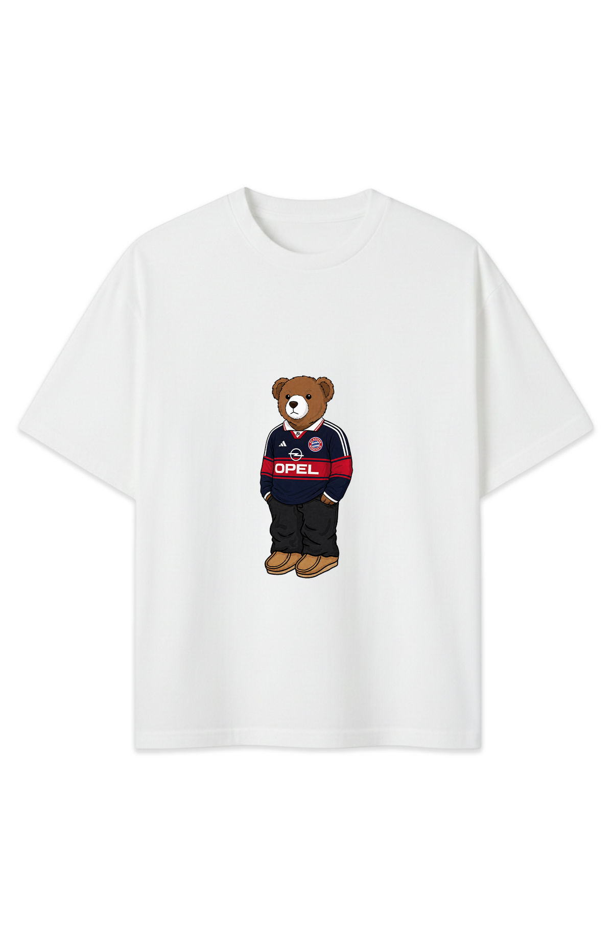 Bayern Bär Retro Blau-Rot Oversized Shirt
